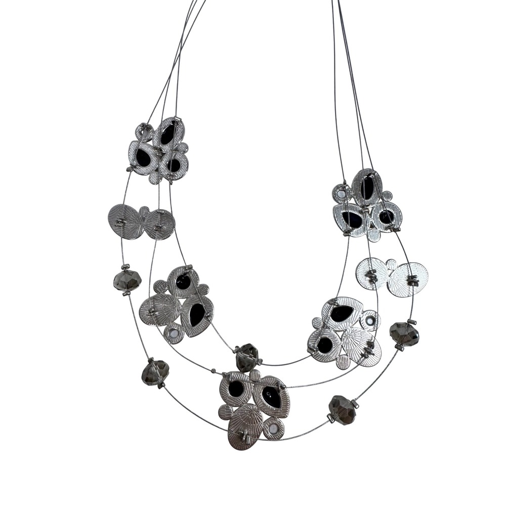 Paparazzi Multi Strand Black Beaded Statement‎ Necklace Earrings Set Boho Retro - Picture 5 of 6